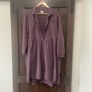 Sundance Eggplant Purple Button-Up Short Dress